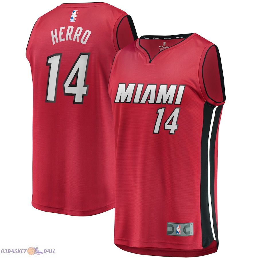 Men's Miami Heat Tyler Herro Fanatics Red Fast Break Replica Jersey - Statement Edition