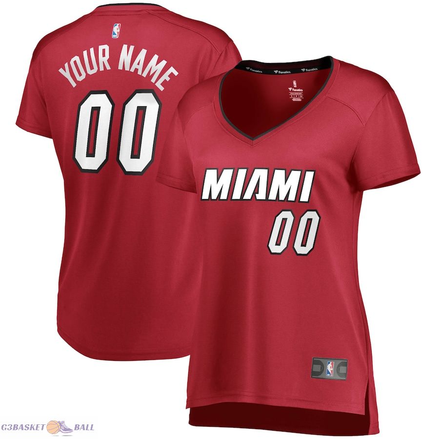 Women's Miami Heat Fanatics Wine Fast Break Replica Custom Jersey - Statement Edition