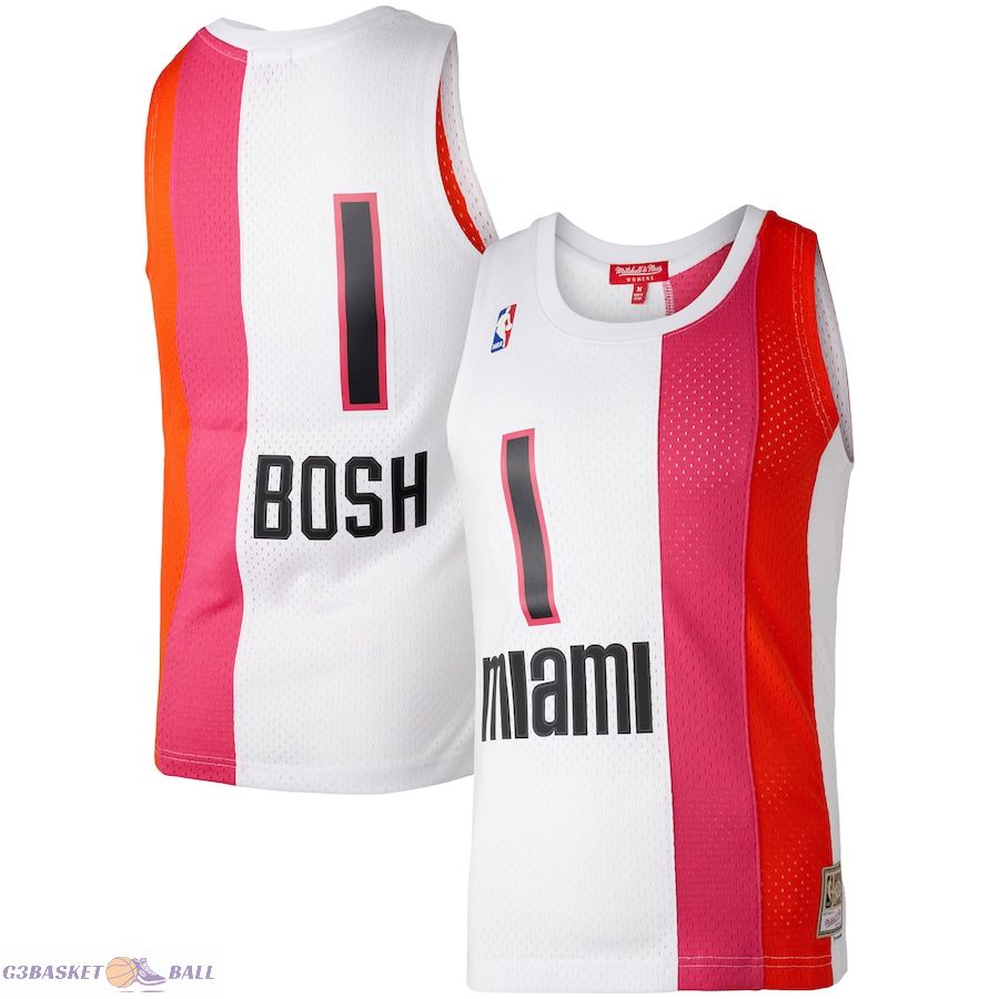 Women's Miami Heat Chris Bosh Mitchell & Ness White Hardwood Classics 2011/12 Swingman Jersey