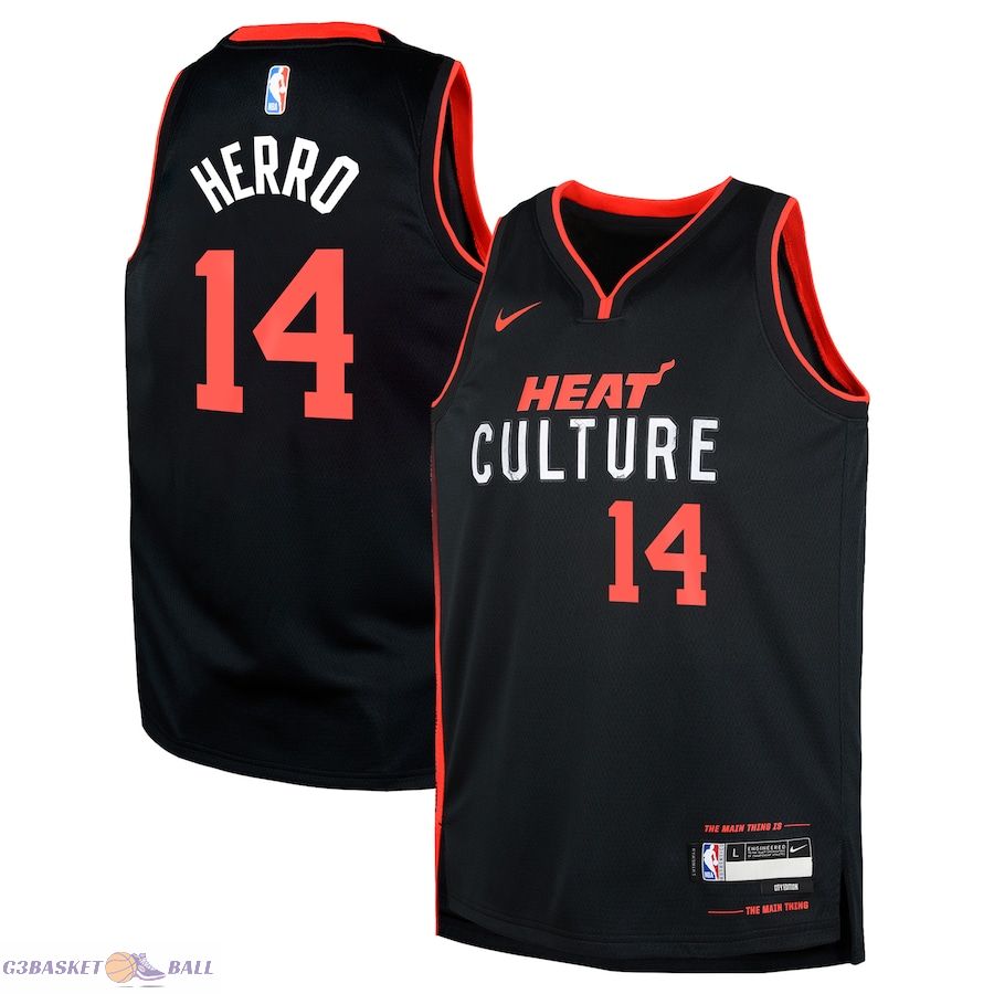 Youth Miami Heat Tyler Herro Black Swingman Replica Jersey - City Edition