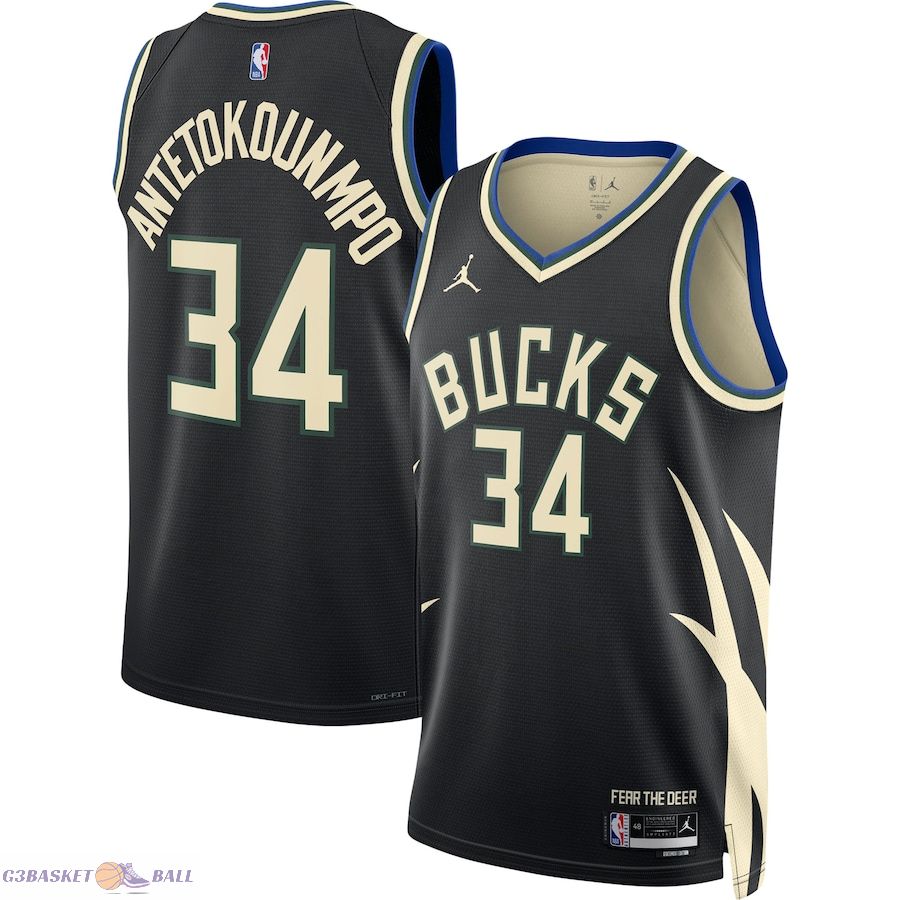 Unisex Milwaukee Bucks Giannis Antetokounmpo Jordan Brand Black Swingman Jersey - Statement Edition