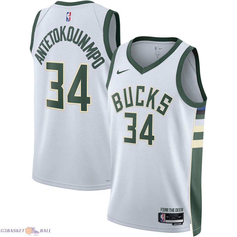 Unisex Milwaukee Bucks Giannis Antetokounmpo White Swingman Jersey - Association Edition