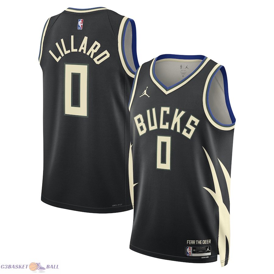 Unisex Milwaukee Bucks Damian Lillard Jordan Brand Black Swingman Player Jersey - Statement Edition