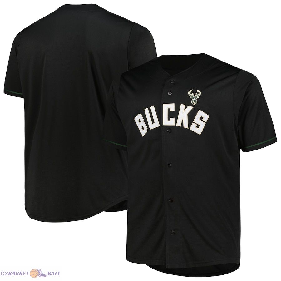 Men's Milwaukee Bucks Profile Black Big & Tall Pop Jersey