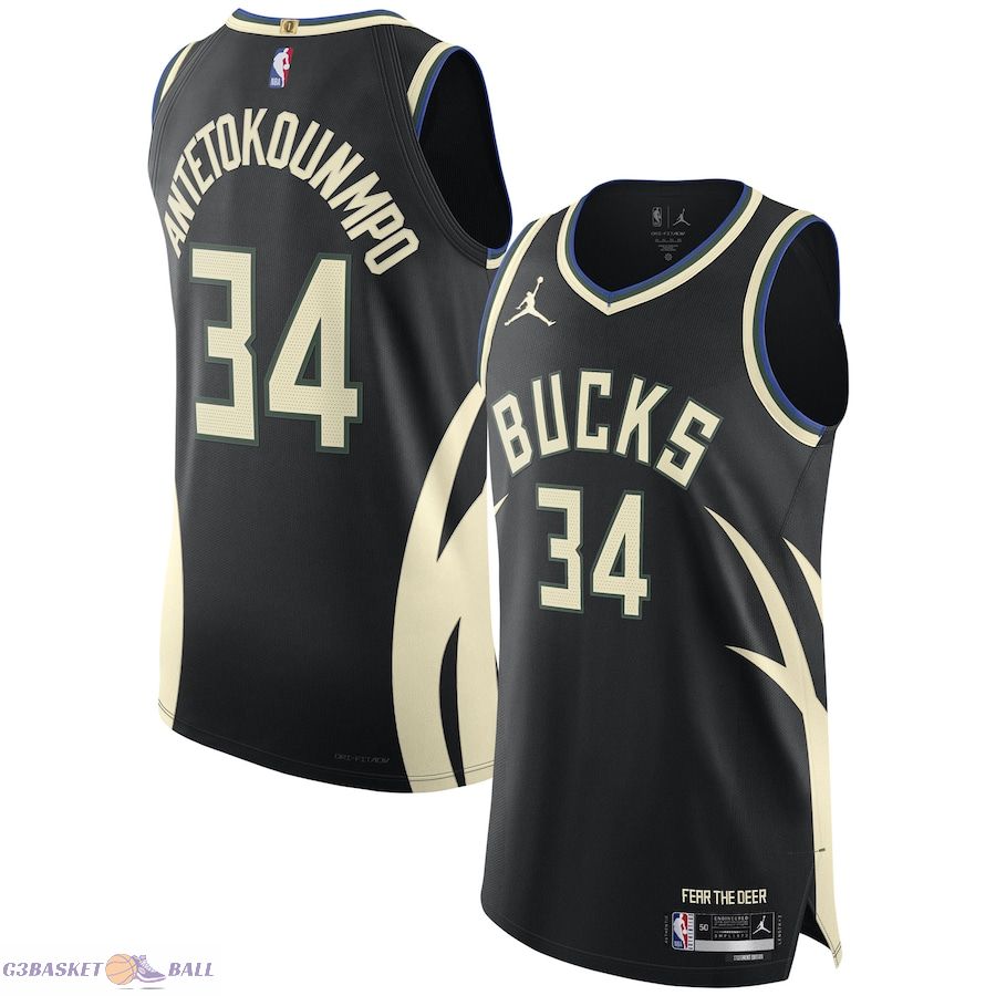 Men's Milwaukee Bucks Giannis Antetokounmpo Jordan Brand Black Authentic Player Jersey - Statement Edition