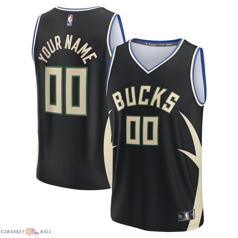 Men's Milwaukee Bucks Fanatics Black Custom Fast Break Jersey - Statement Edition