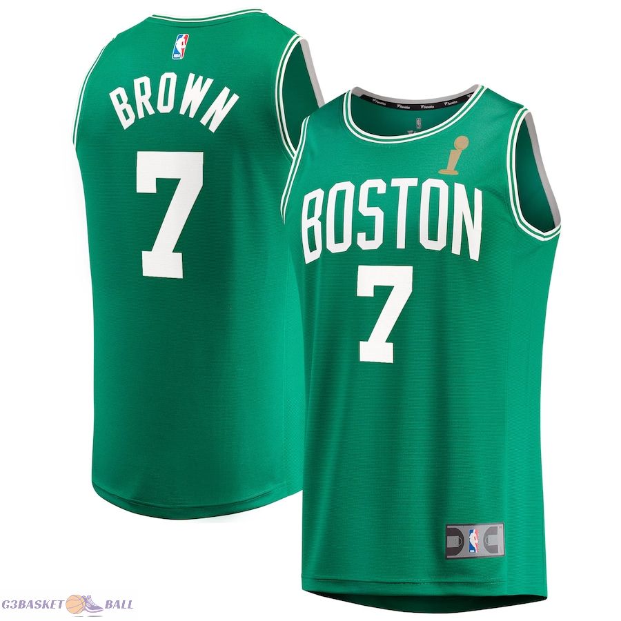 Men's Boston Celtics Jaylen Brown Fanatics Kelly Green 2024 NBA Finals Champions Fast Break Replica Player Jersey - Icon Edition