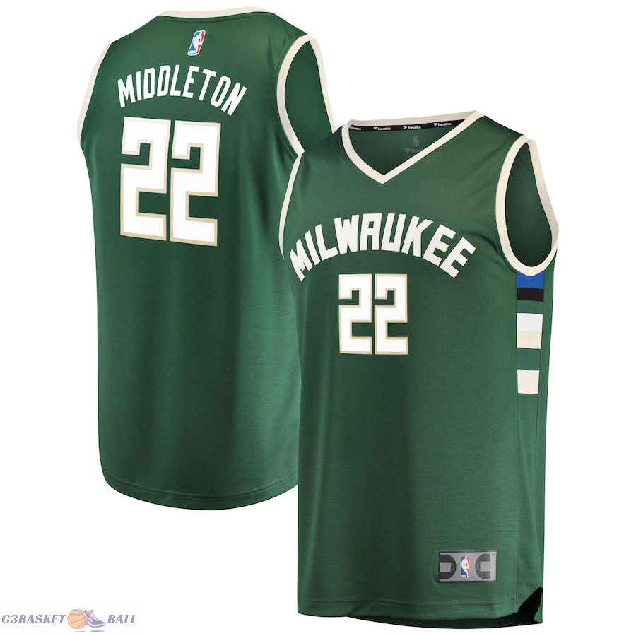 Men's Milwaukee Bucks Khris Middleton Fanatics Green Fast Break Road Replica Player Jersey - Icon Edition