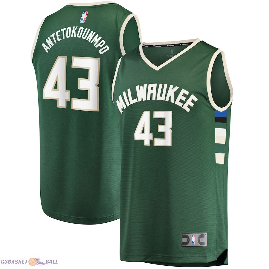 Men's Milwaukee Bucks Thanasis Antetokounmpo Fanatics Hunter Green Fast Break Replica Player Jersey - Icon Edition