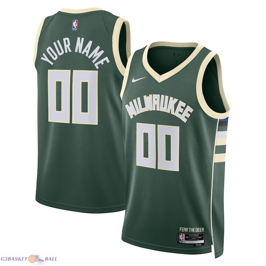 Unisex Milwaukee Bucks Hunter Green Swingman Custom Jersey - Icon Edition