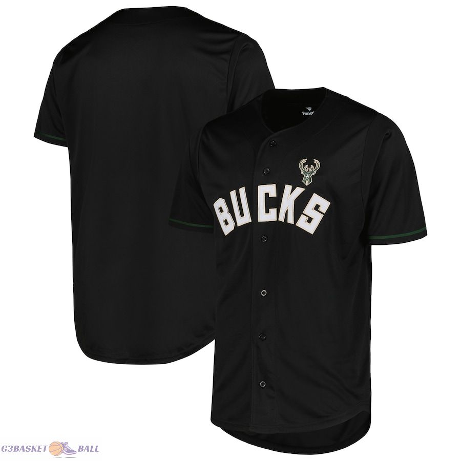 Men's Milwaukee Bucks Fanatics Black Pop Baseball Jersey