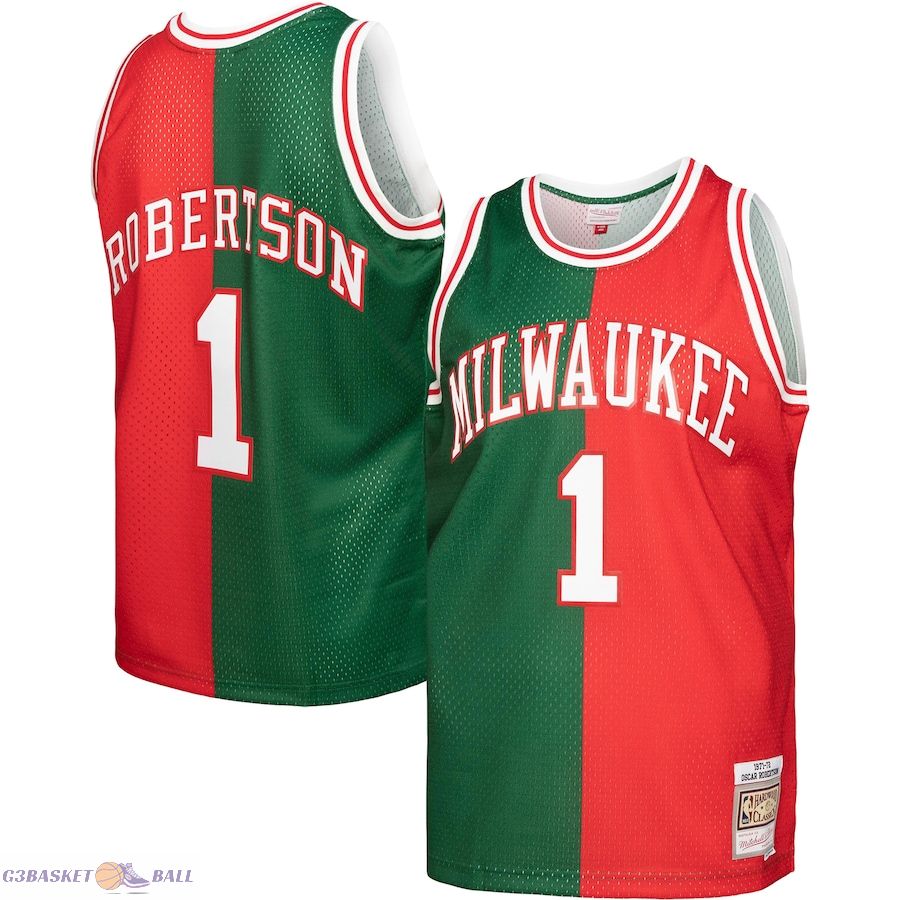 Men's Oscar Robertson Oscar Robertson Mitchell & Ness Green/Red Hardwood Classics 1971/72 Split Swingman Jersey