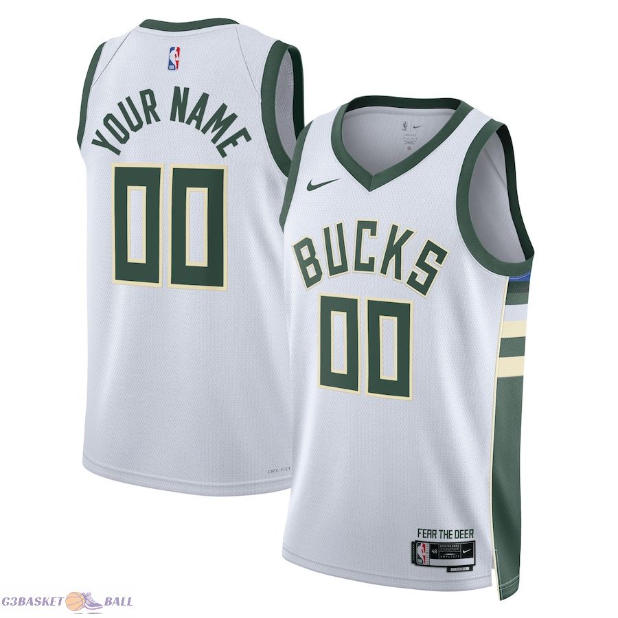 Unisex Milwaukee Bucks White Swingman Custom Jersey - Association Edition