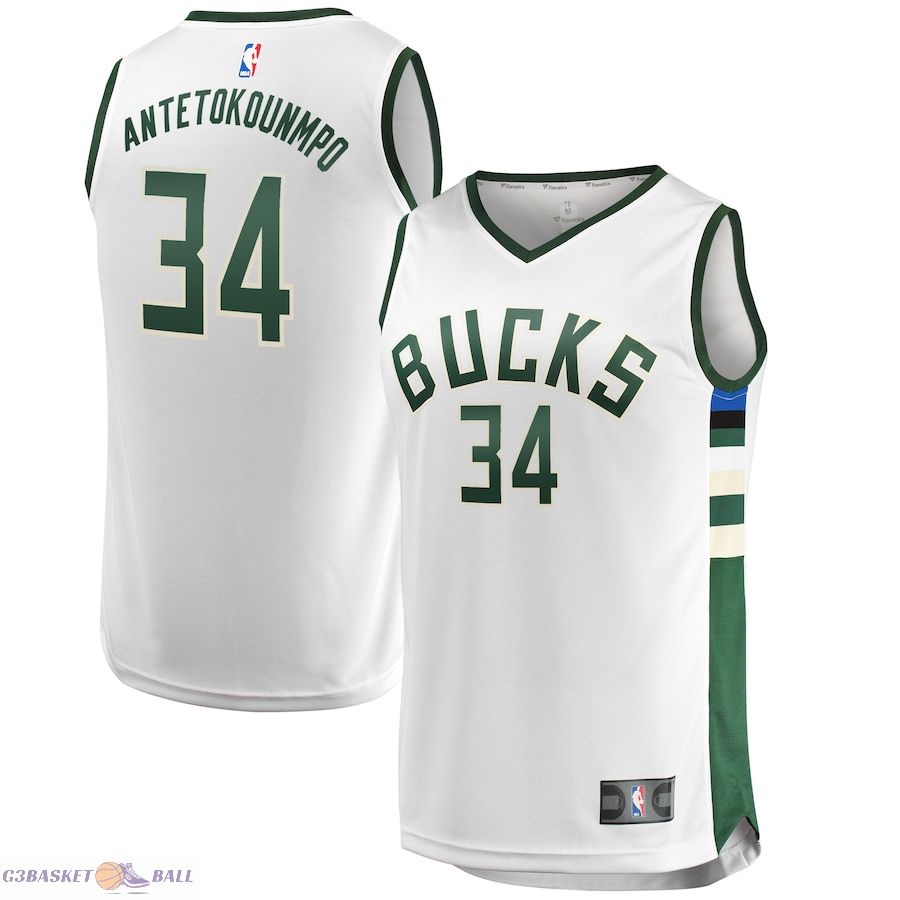 Men's Milwaukee Bucks Giannis Antetokounmpo Fanatics White Fast Break Replica Jersey - Association Edition