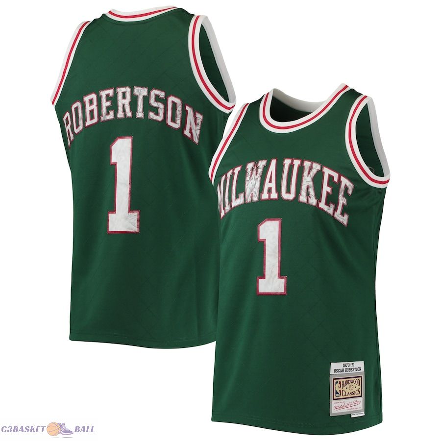 Men's Milwaukee Bucks Oscar Robertson Mitchell & Ness Green 1996/97 Hardwood Classics NBA 75th Anniversary Diamond Swingman Jersey