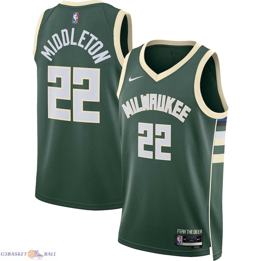 Unisex Milwaukee Bucks Khris Middleton Hunter Green Swingman Jersey - Icon Edition