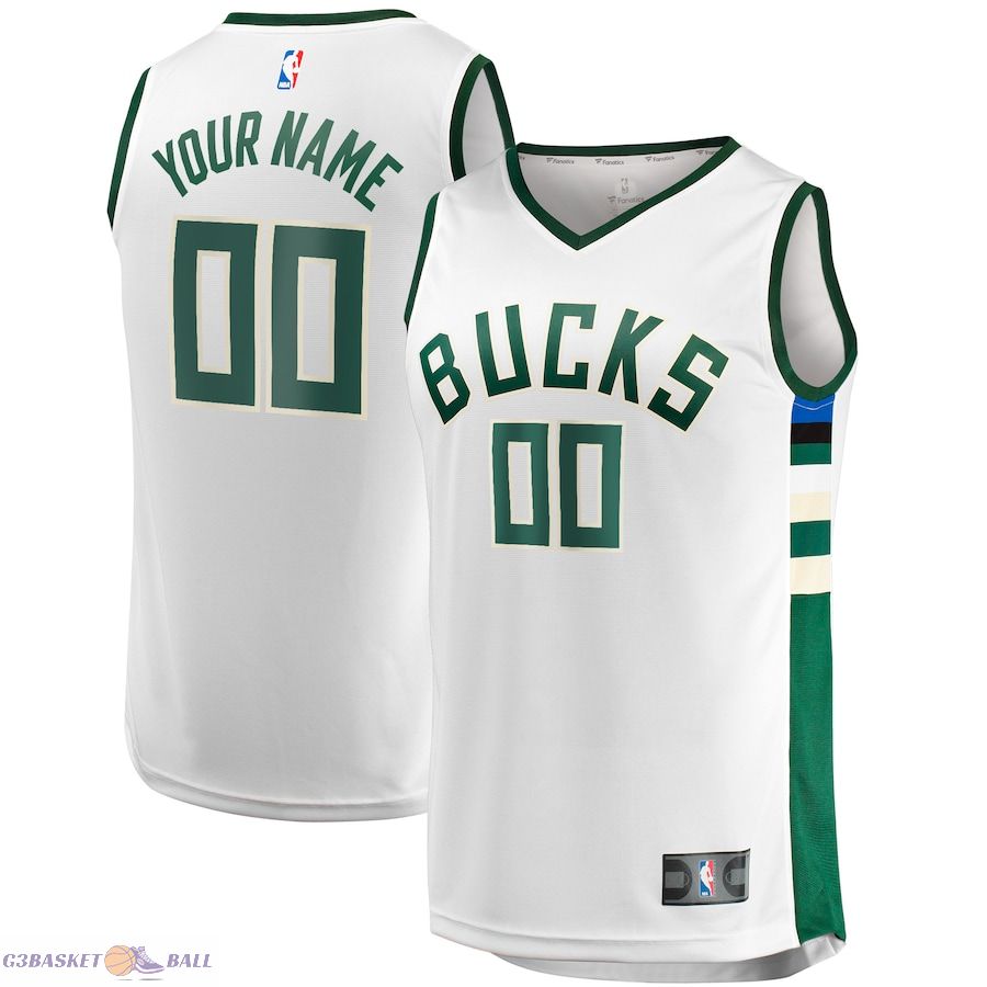 Unisex Milwaukee Bucks Fanatics White Fast Break Custom Jersey - Association Edition