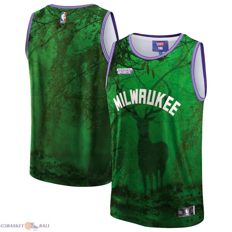 Unisex Milwaukee Bucks NBA & KidSuper Studios by Fanatics Green Hometown Jersey