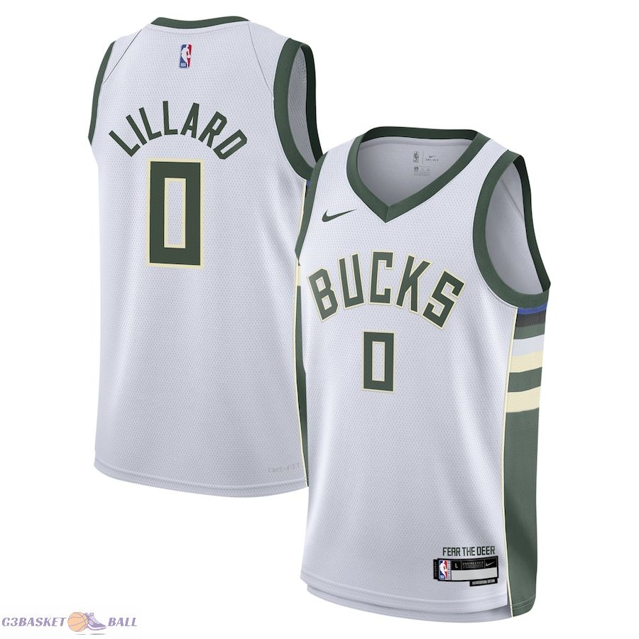 Youth Milwaukee Bucks Damian Lillard White Swingman Jersey - Association Edition