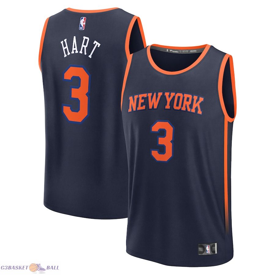 Men's New York Knicks Josh Hart Fanatics Navy Fast Break Replica Player Jersey - Statement Edition