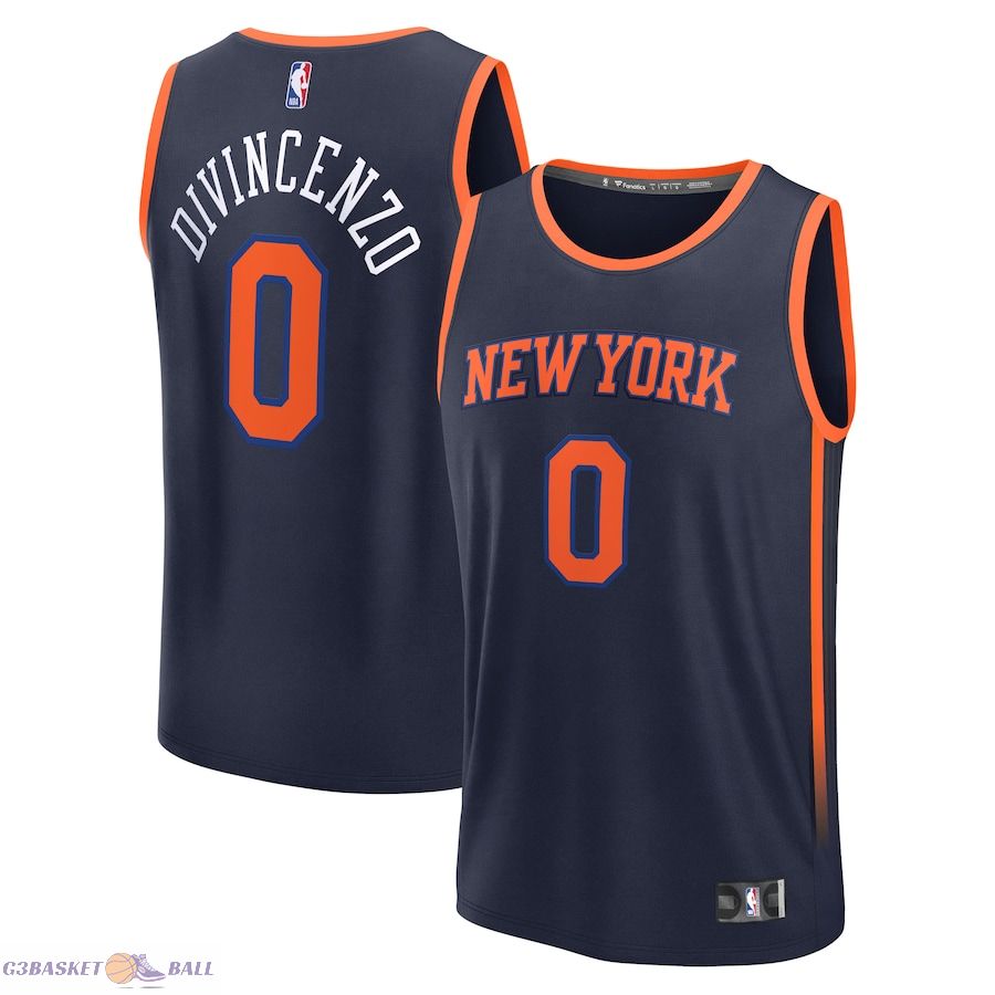 Men's New York Knicks Donte DiVincenzo Fanatics Navy Fast Break Replica Player Jersey - Statement Edition