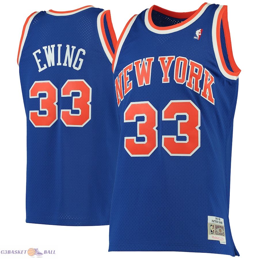 Men's New York Knicks Patrick Ewing Mitchell & Ness Blue 1991/92 Hardwood Classics Swingman Jersey