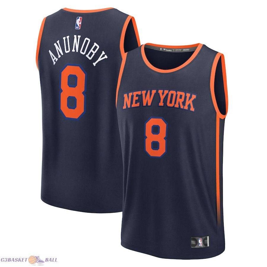 Men's New York Knicks OG Anunoby Fanatics Navy Fast Break Player Jersey - Statement Edition