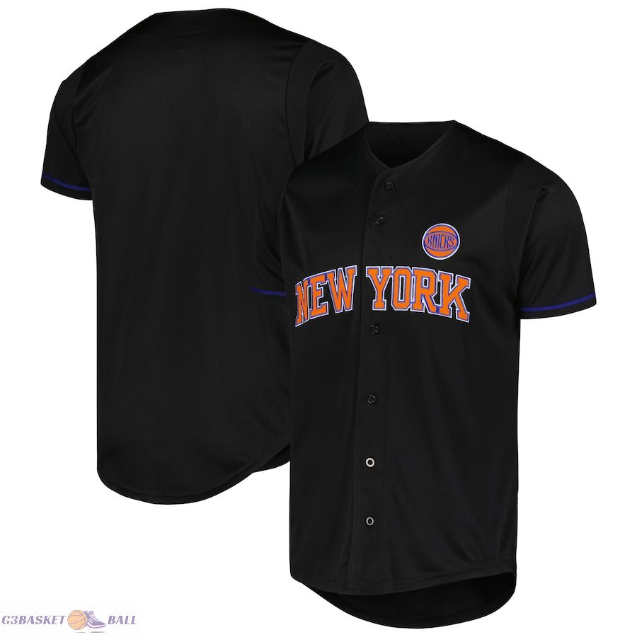 Men's New York Knicks Fanatics Black Pop Baseball Jersey