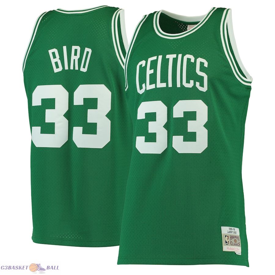 Men's Boston Celtics Larry Bird Mitchell & Ness Kelly Green Hardwood Classics Swingman Jersey