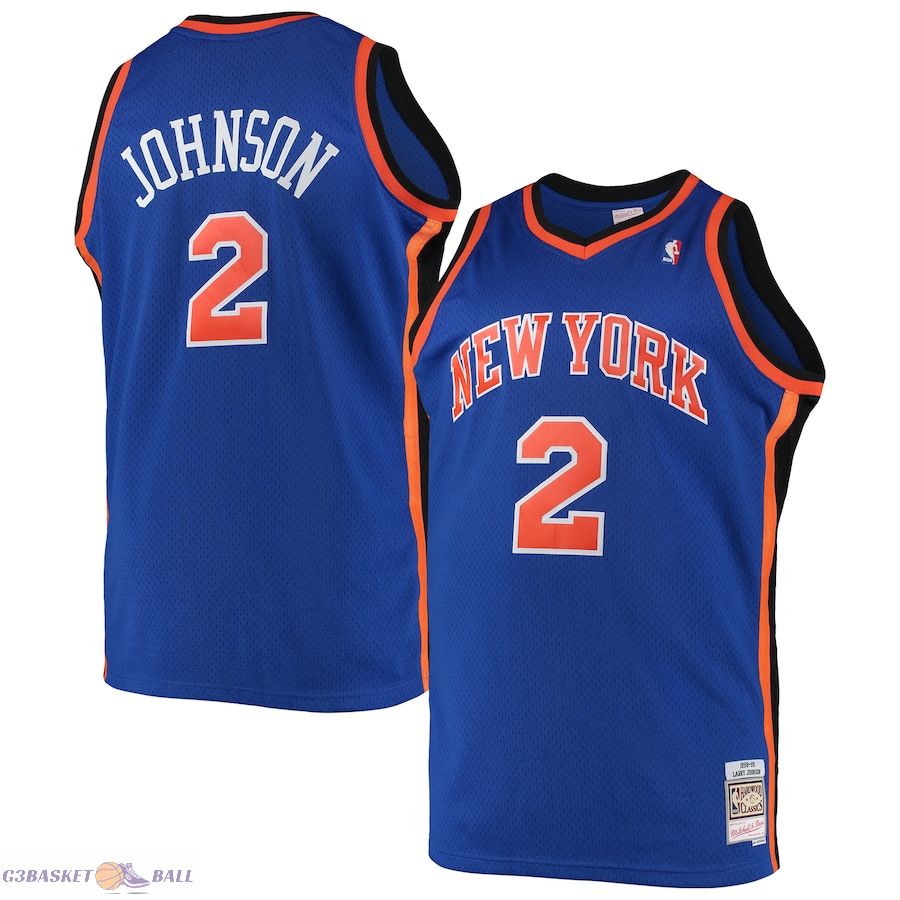 Men's New York Knicks Larry Johnson Mitchell & Ness Blue 1998/99 Big & Tall Hardwood Classics Swingman Jersey