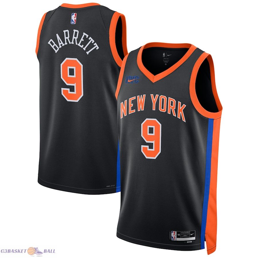 Unisex New York Knicks RJ Barrett Black 2022/23 Swingman Jersey - City Edition