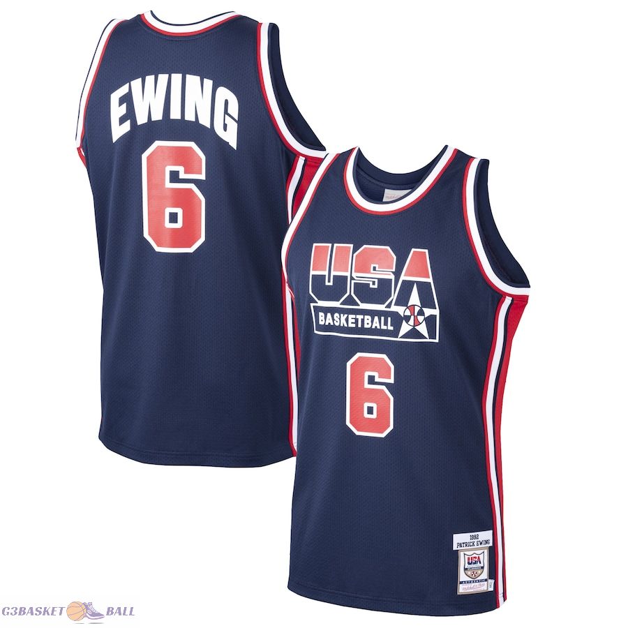 Men's USA Basketball Patrick Ewing Mitchell & Ness Navy 1992 Dream Team Authentic Jersey