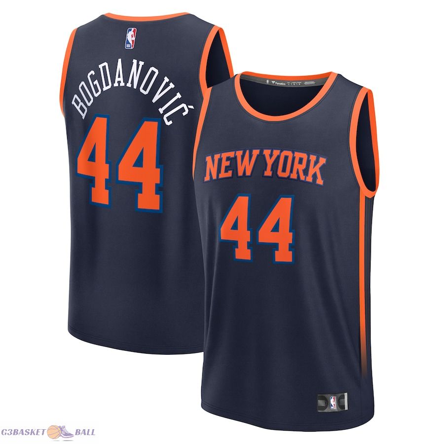 Men's New York Knicks Bojan Bogdanovic Fanatics Navy Fast Break Player Jersey - Statement Edition