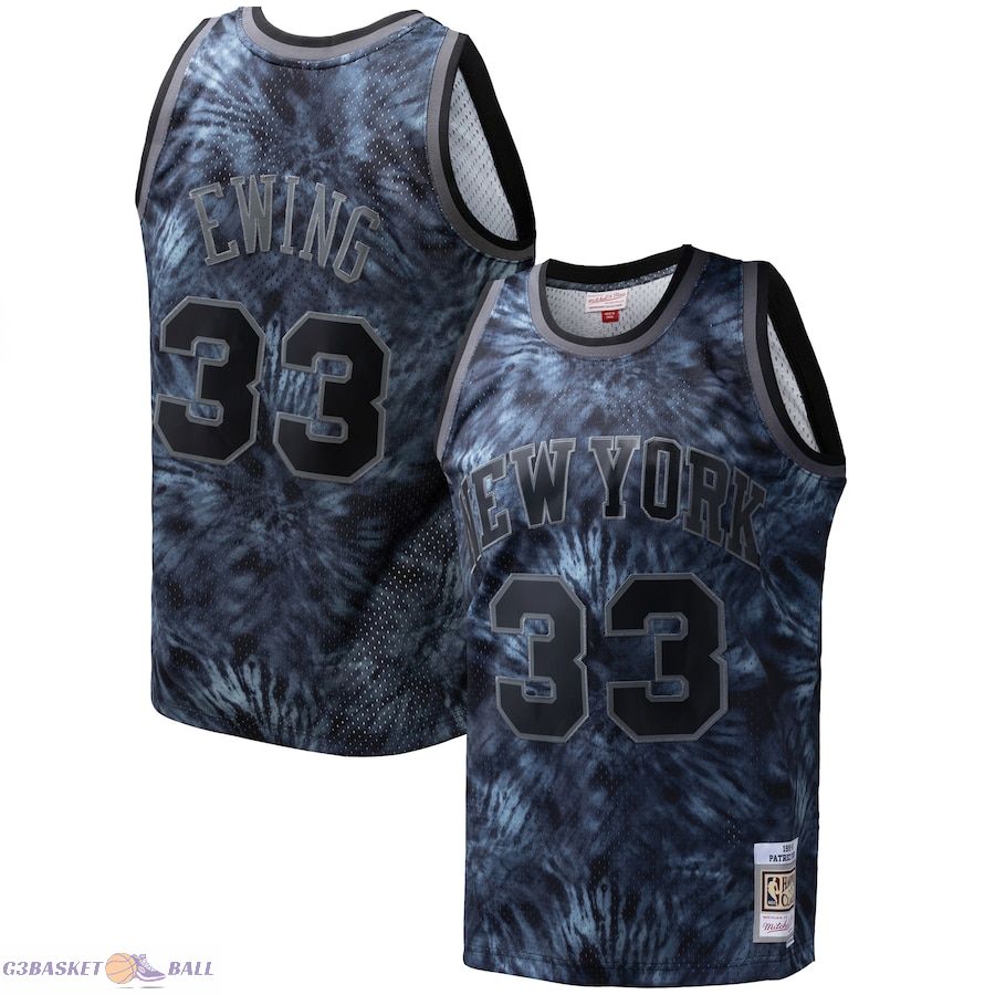 Men's New York Knicks Patrick Ewing Mitchell & Ness Black Hardwood Classics 1991/92 Tie-Dye Swingman Jersey