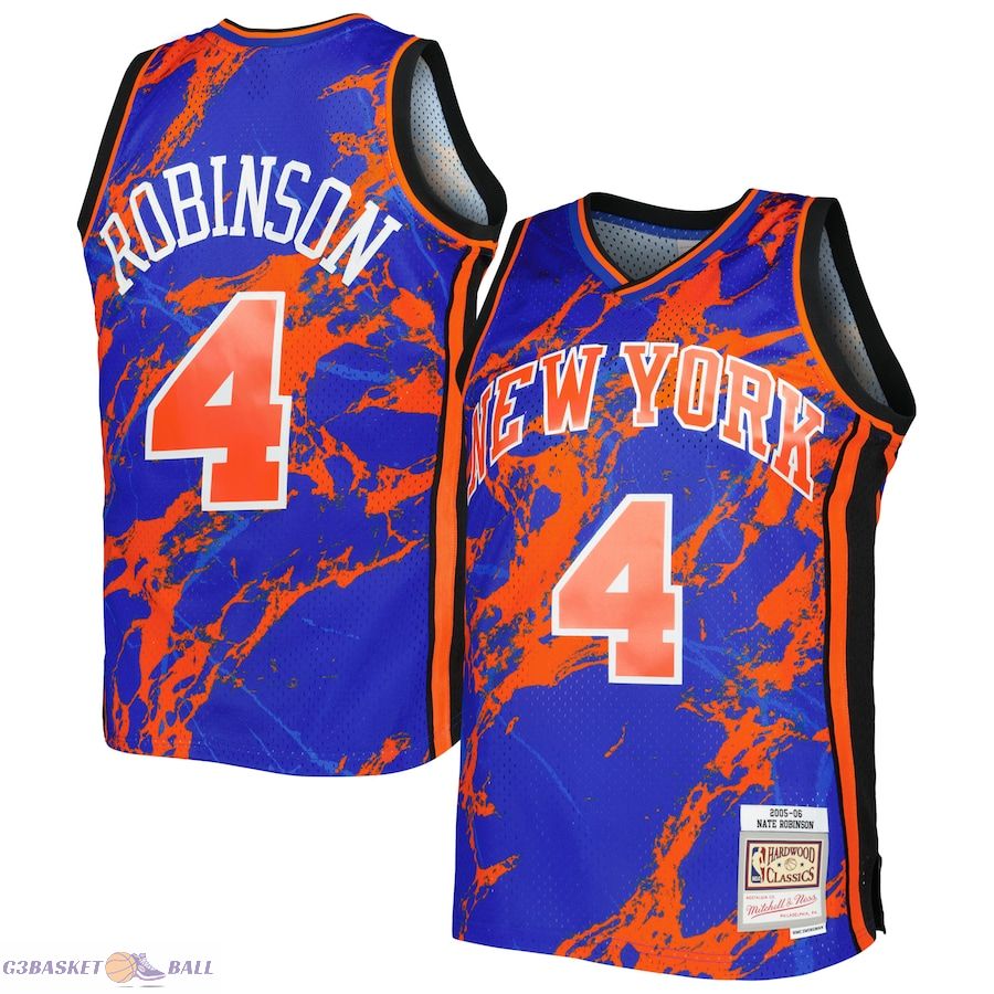 Men's New York Knicks Nate Robinson Mitchell & Ness Blue 2005/06 Hardwood Classics Marble Swingman Jersey