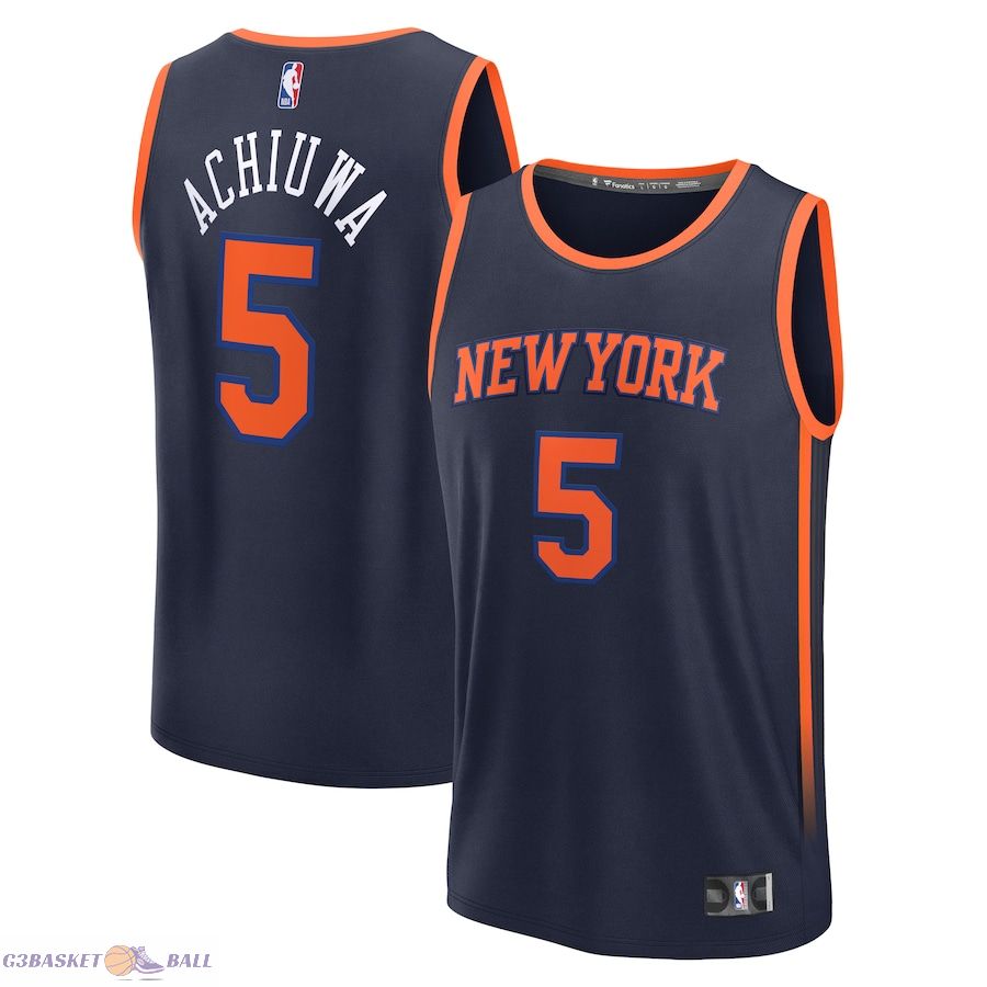 Men's New York Knicks Precious Achiuwa Fanatics Navy Fast Break Player Jersey - Statement Edition