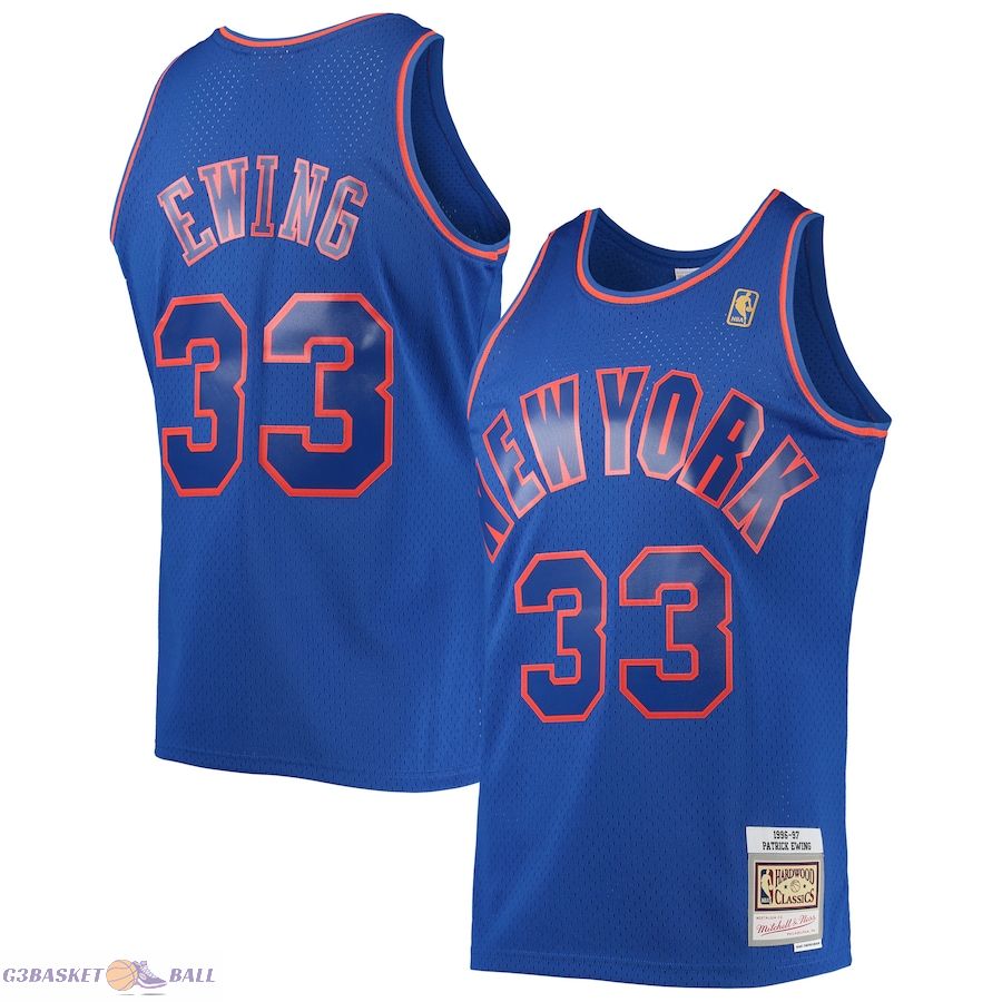 Men's New York Knicks Patrick Ewing Mitchell & Ness Blue 1996/97 Hardwood Classics Swingman Jersey