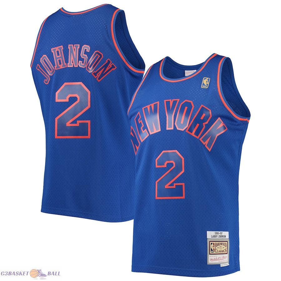 Men's New York Knicks Larry Johnson Mitchell & Ness Blue 1996/97 Hardwood Classics Swingman Jersey