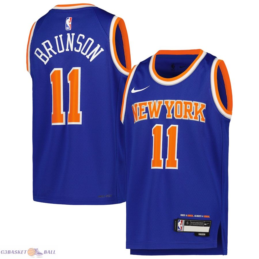 Youth New York Knicks Jalen Brunson Blue Swingman Jersey - Icon Edition