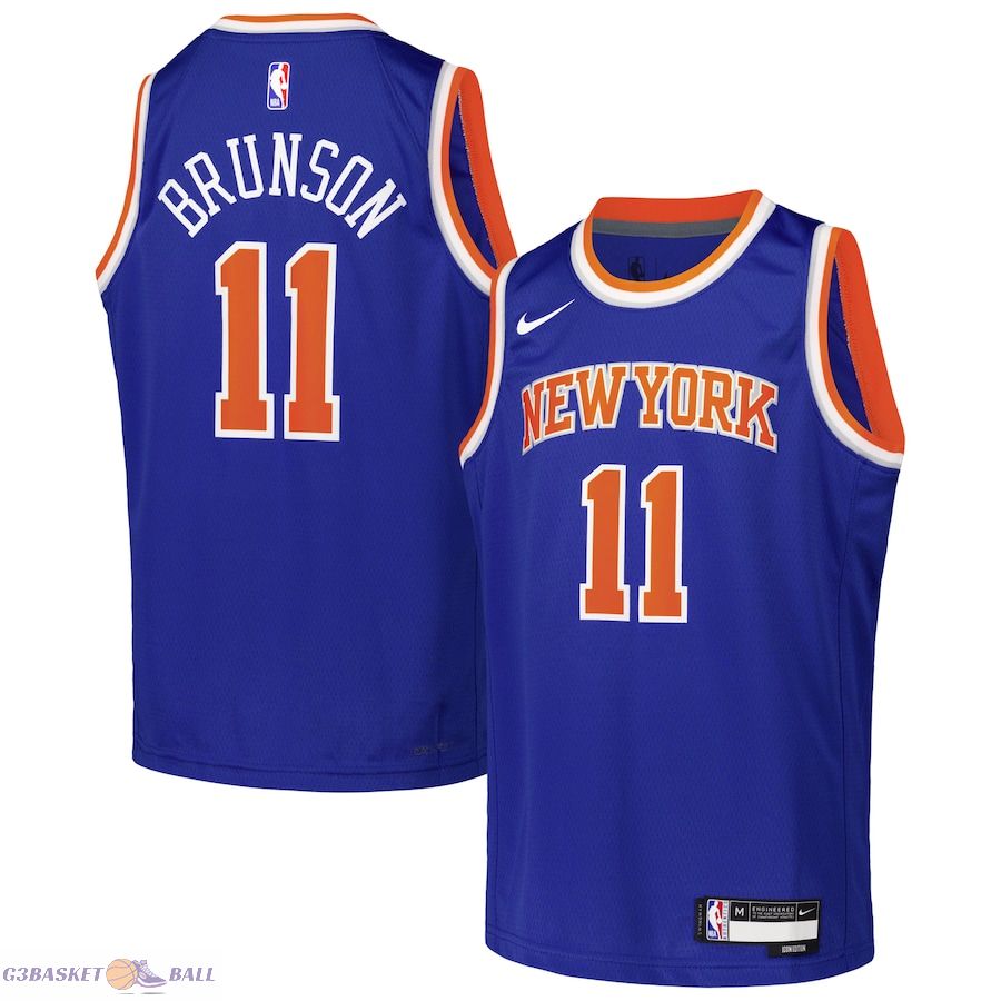 Youth New York Knicks Jalen Brunson Blue Swingman Jersey - Icon Edition