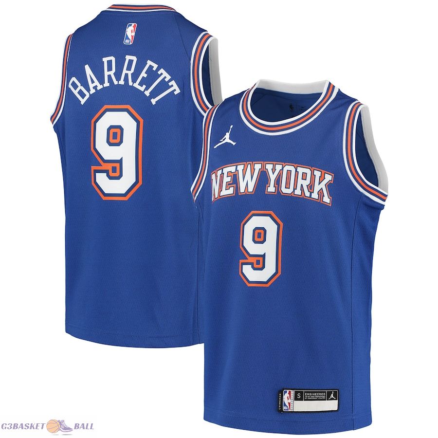 Youth New York Knicks RJ Barrett Jordan Brand Blue 2020/21 Swingman Player Jersey - Statement Edition