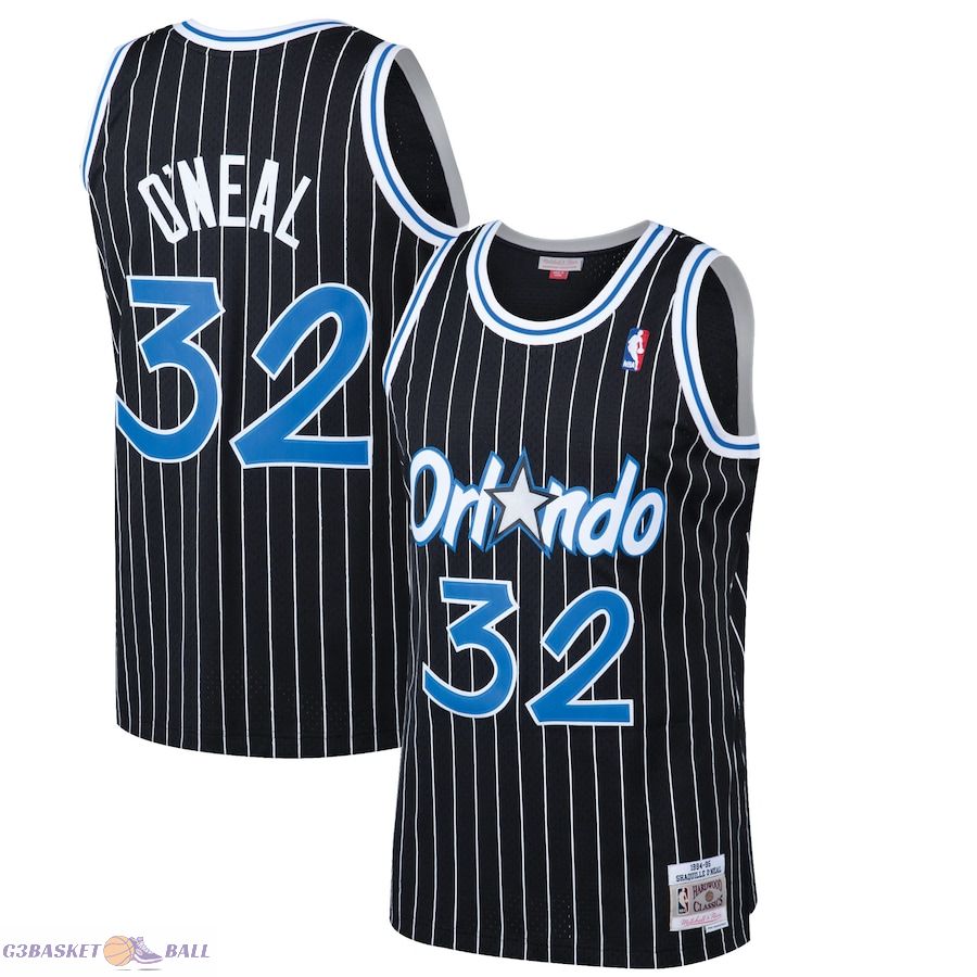 Men's Orlando Magic Shaquille O'Neal Mitchell & Ness Black Hardwood Classics Swingman Jersey