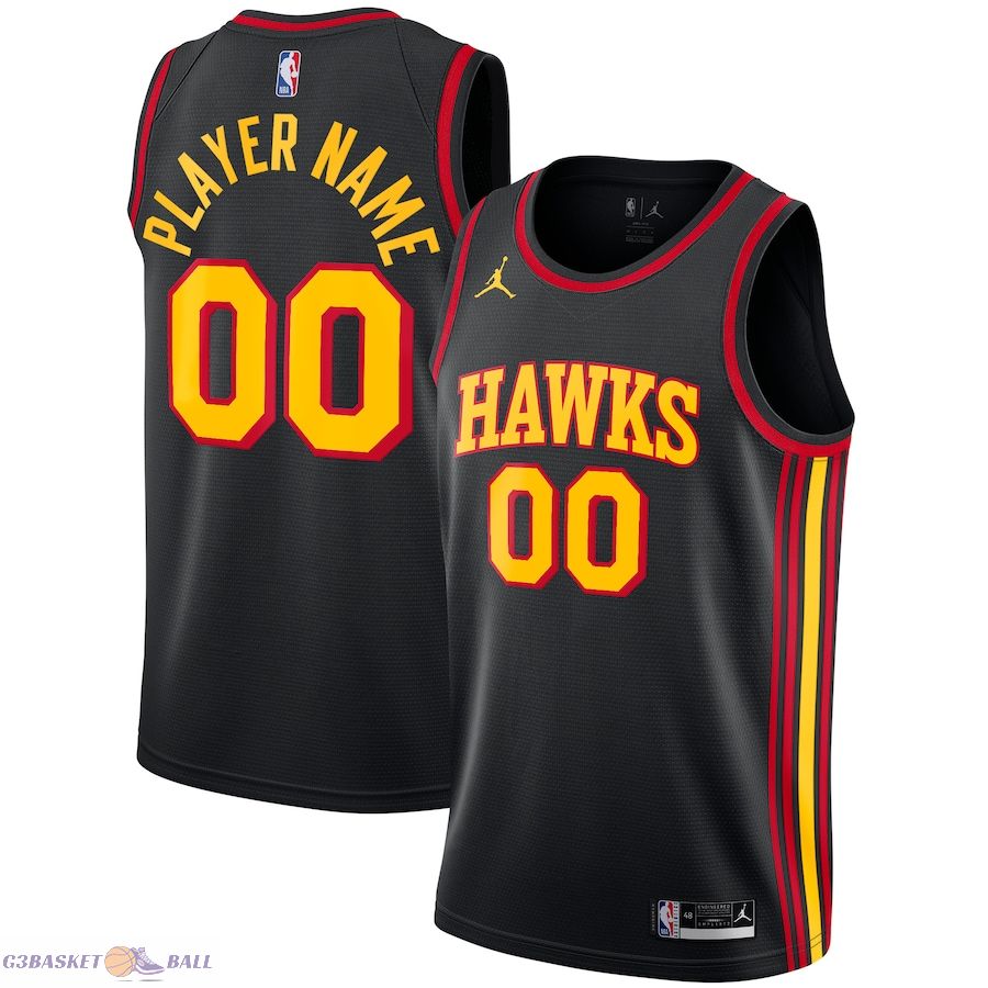 Men's Atlanta Hawks Jordan Brand Black Swingman Custom Jersey - Statement Edition