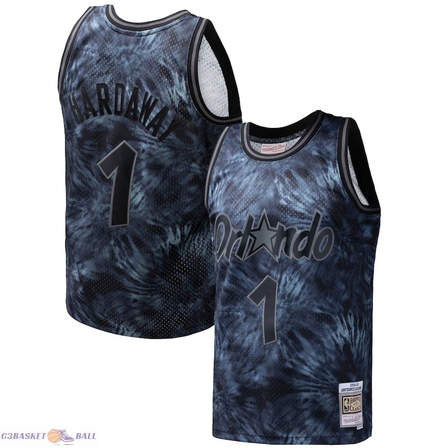 Men's Orlando Magic Penny Hardaway Mitchell & Ness Black Hardwood Classics 1984/85 Tie-Dye Swingman Jersey