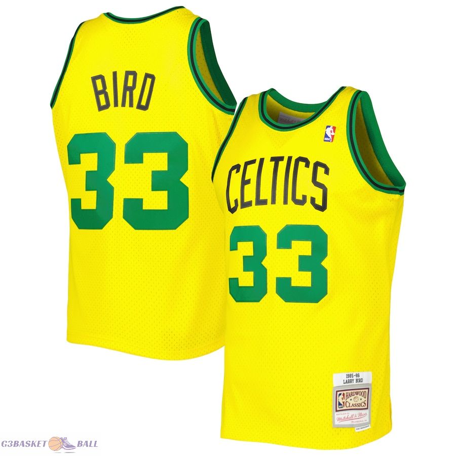 Men's Boston Celtics Larry Bird Mitchell & Ness Gold 1985-86 Hardwood Classics Reload 3.0 Swingman Jersey