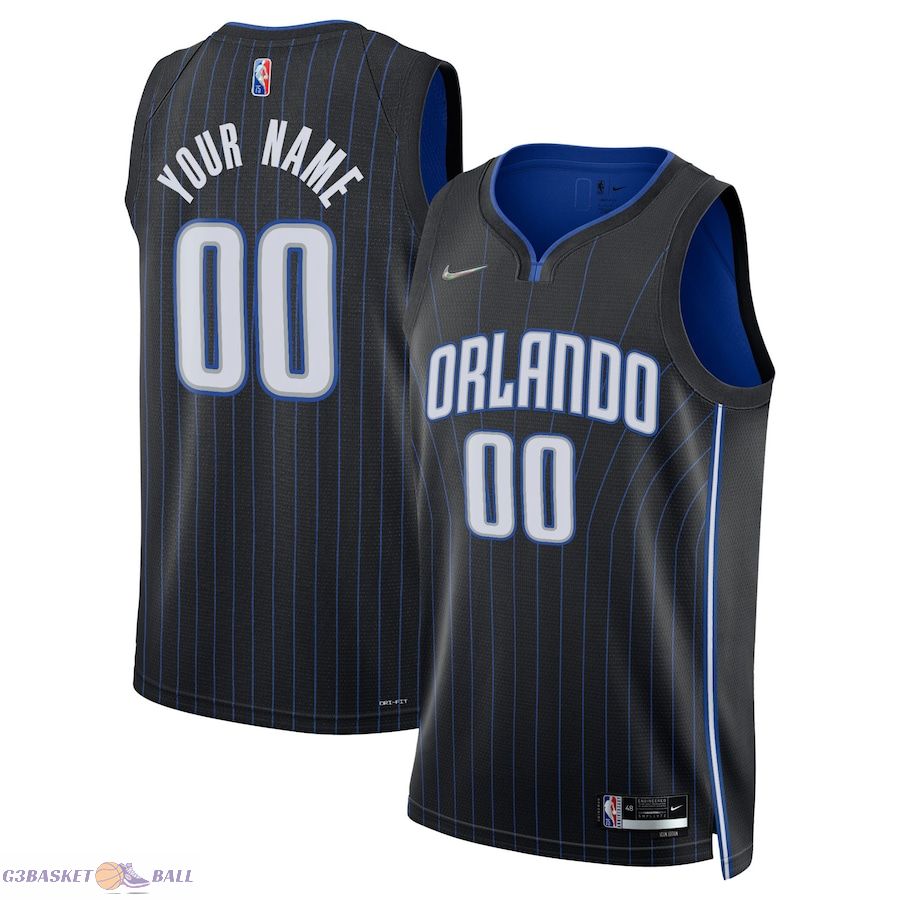 Men's Orlando Magic Black 2021/22 Diamond Swingman Custom Jersey - Icon Edition