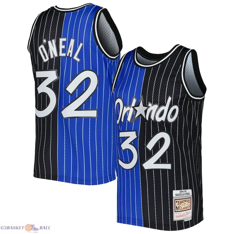 Men's Orlando Magic Shaquille O'Neal Mitchell & Ness Blue/Black Hardwood Classics 1994/95 Split Swingman Jersey