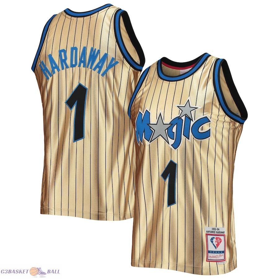 Men's Orlando Magic Penny Hardaway Gold Mitchell & Ness 75th Anniversary 1993/94 Hardwood Classics Swingman Jersey