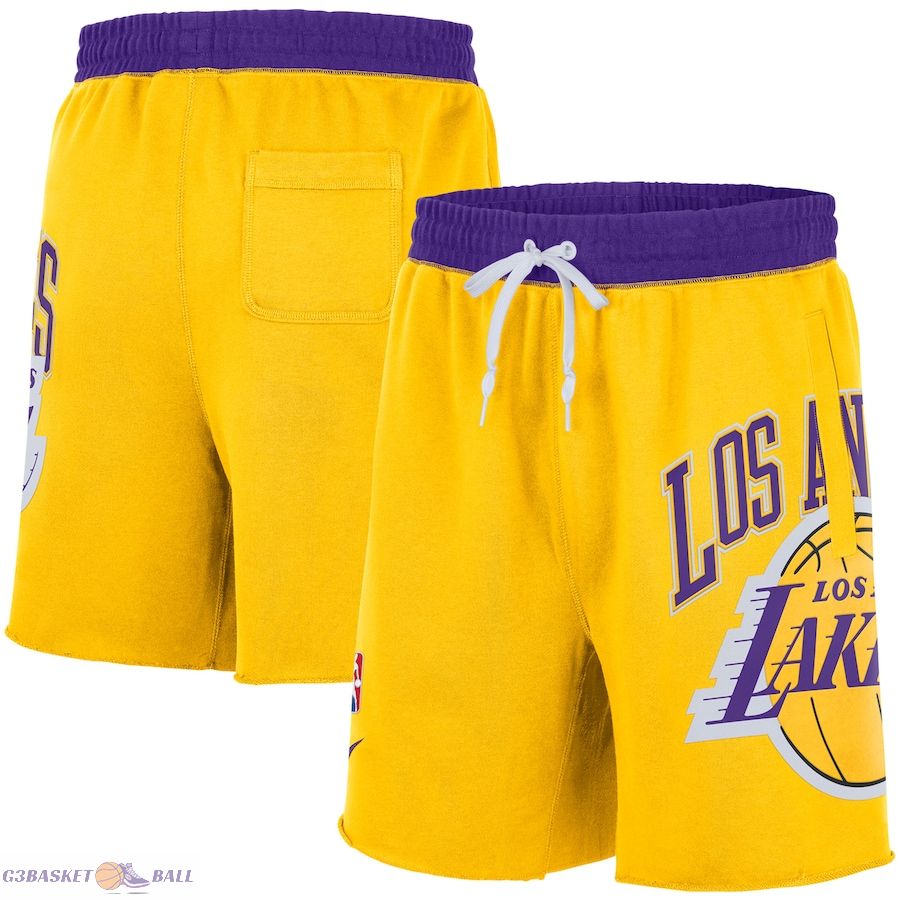 Men's Los Angeles Lakers Gold 75th Anniversary Courtside Fleece Shorts