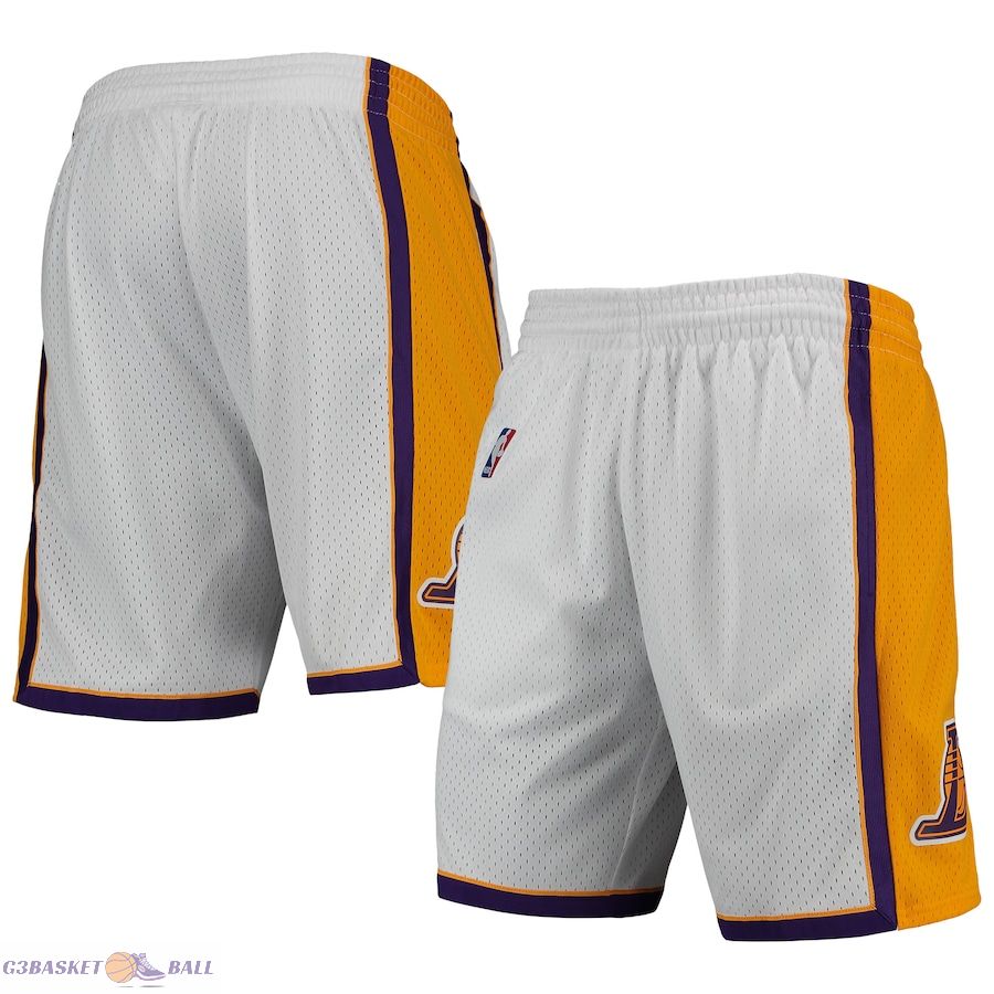 Men's Los Angeles Lakers Mitchell & Ness White 2009-10 Hardwood Classics Swingman Shorts